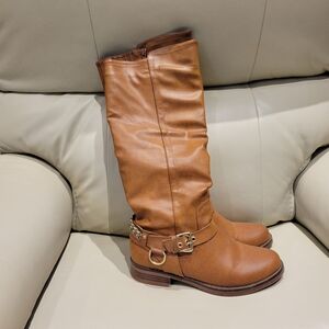 XOXO Brown Leather Knee-High Boots